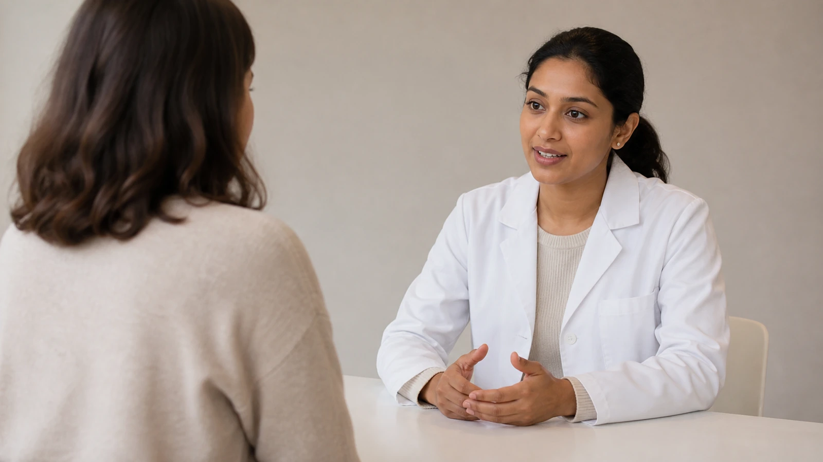 Personne échangeant verbalement avec une pharmacienne